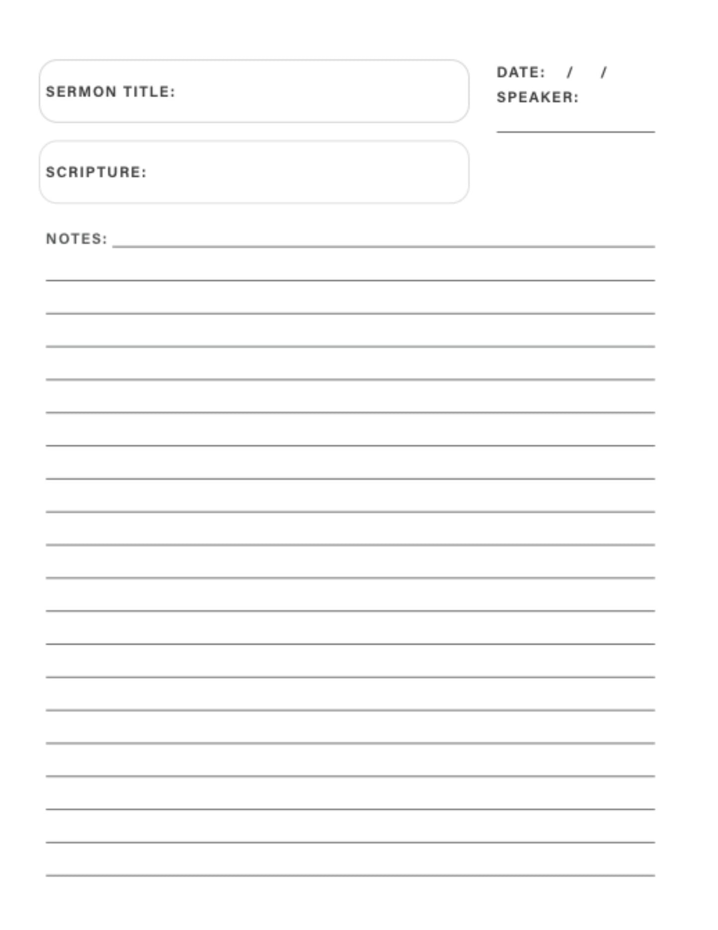 Sermon Notes Journal